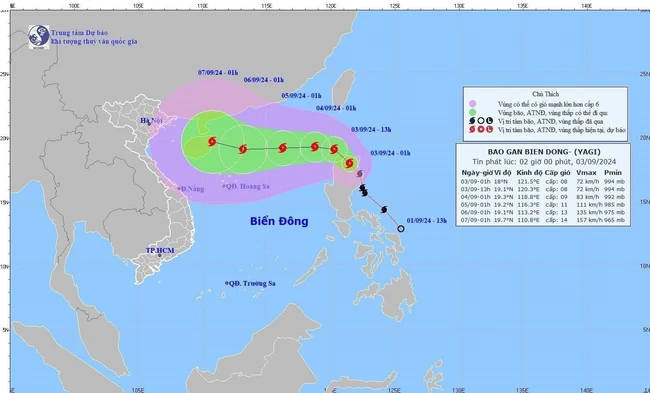 Bão YAGI vào Biển Đông và trở thành bão số 3 trong năm 2024 - Ảnh 1.